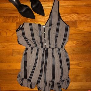 Black and white pattern romper
